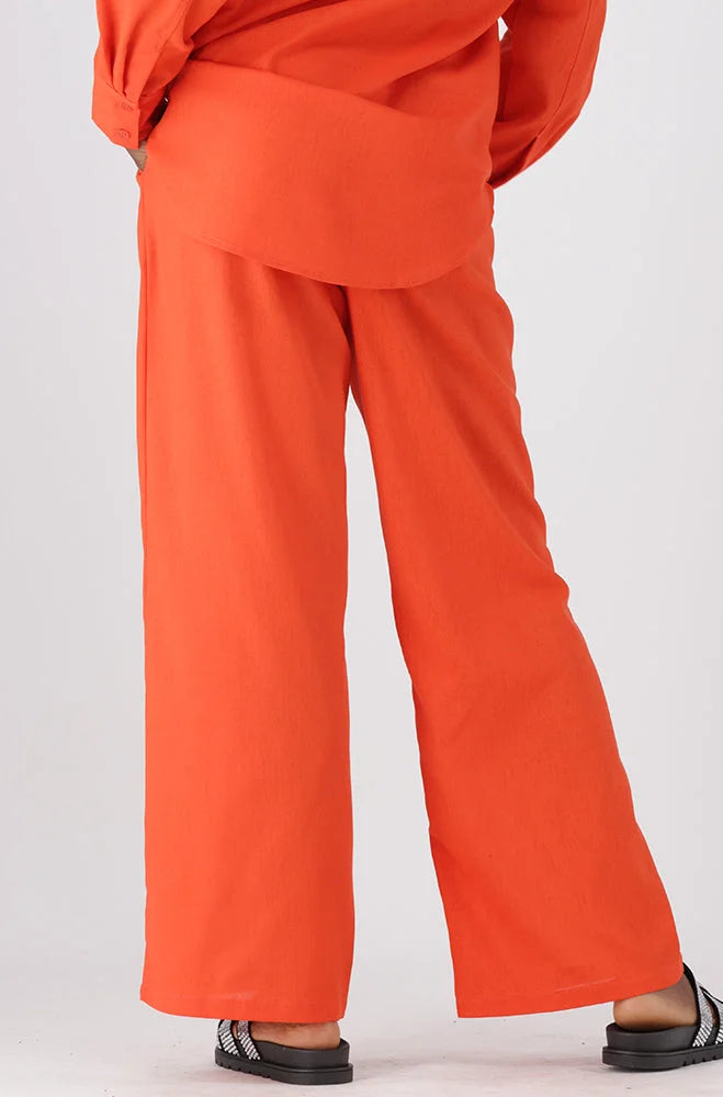 Dunns Clothing | Ladies | Kate Linen Blend Wide Leg Pants _ 150220 Orange