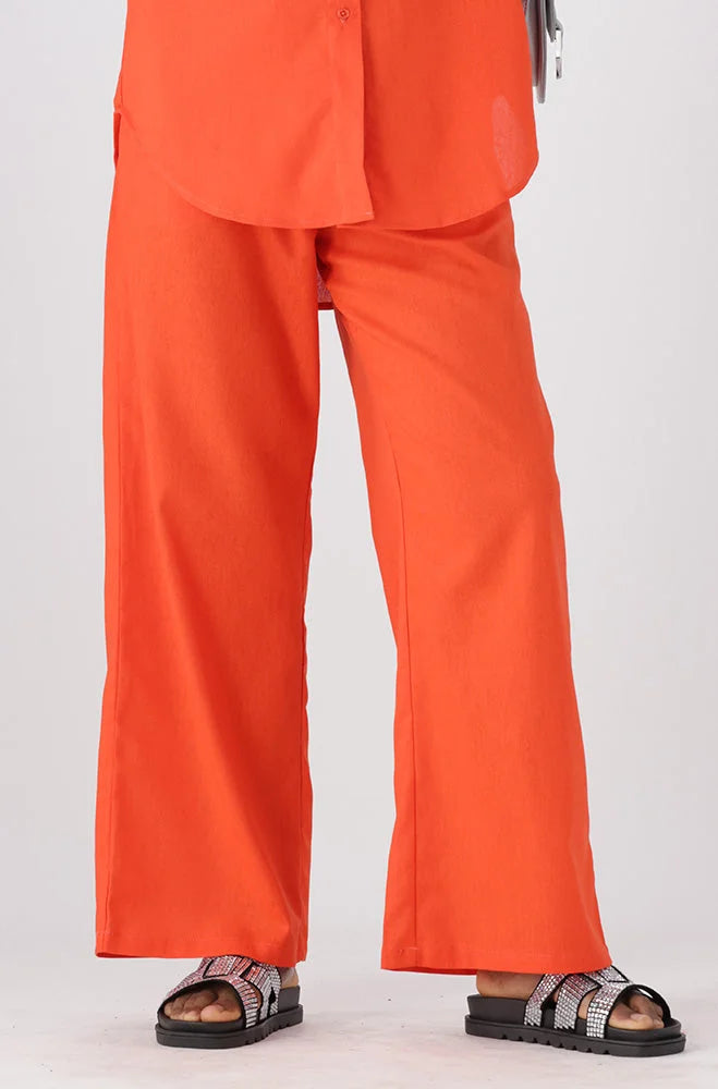 Dunns Clothing | Ladies | Kate Linen Blend Wide Leg Pants _ 150220 Orange