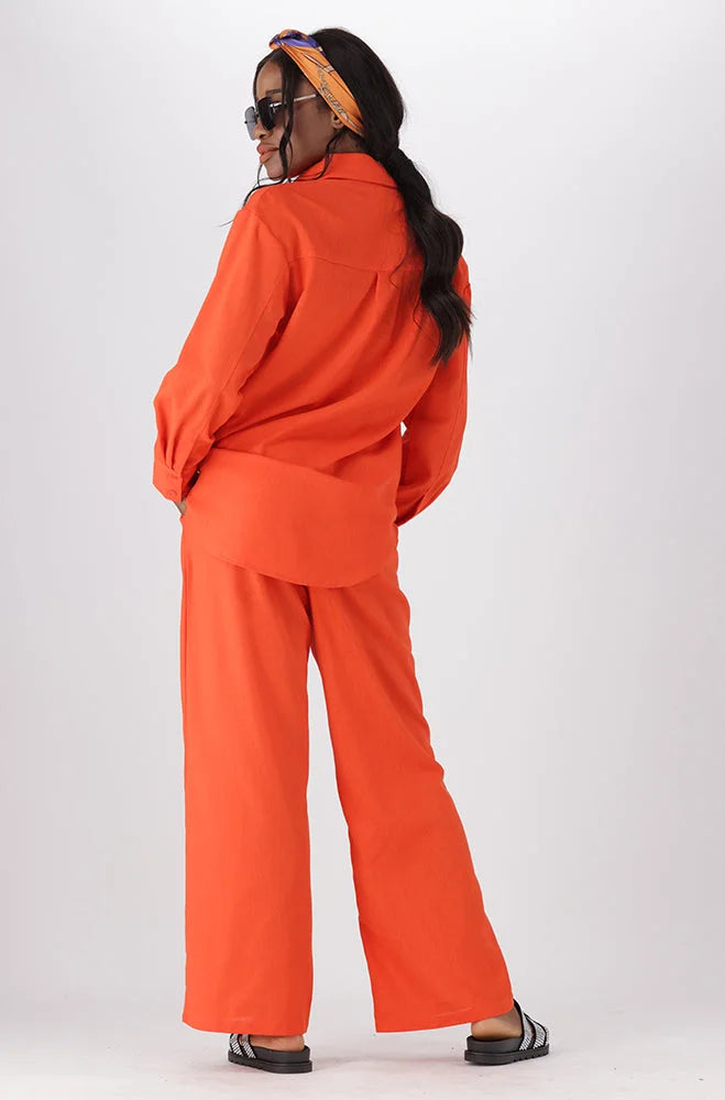 Dunns Clothing | Ladies | Kate Linen Blend Wide Leg Pants _ 150220 Orange