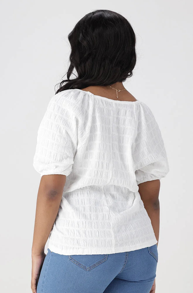 Dunns Clothing | Ladies | Kate Textured Knit Top _ 154196 White