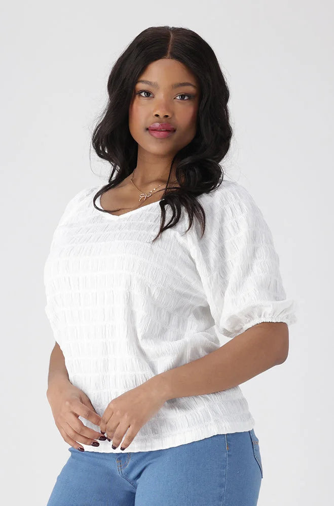 Dunns Clothing | Ladies | Kate Textured Knit Top _ 154196 White