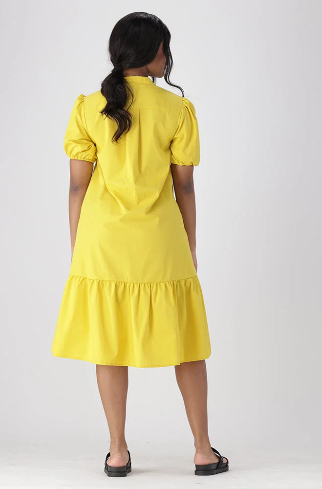 Dunns Clothing | Ladies | Kiara Poplin Portofino Neck Dress With Frill Hem _