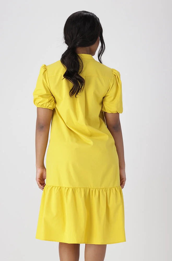 Dunns Clothing | Ladies | Kiara Poplin Portofino Neck Dress With Frill Hem _