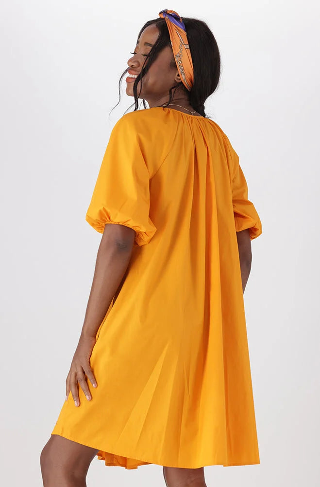 Dunns Clothing | Ladies | KIARA POPLIN PUFF SLEEVE DRESS _ 150513 Orange
