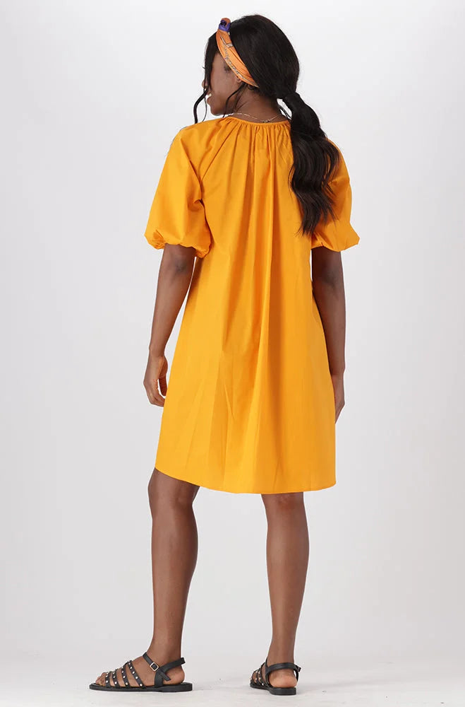 Dunns Clothing | Ladies | KIARA POPLIN PUFF SLEEVE DRESS _ 150513 Orange