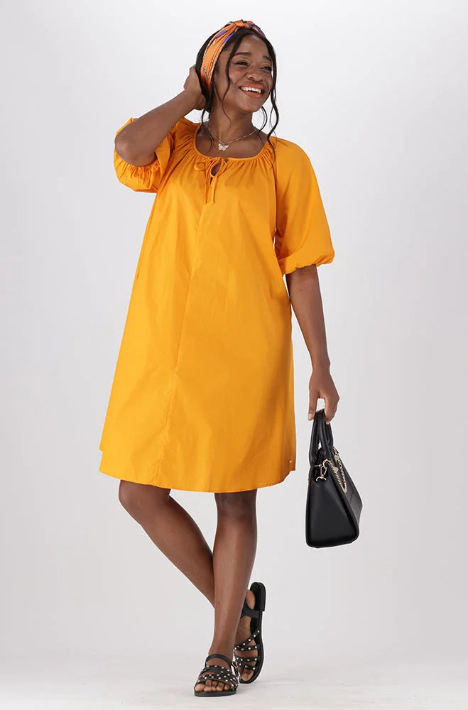 Dunns Clothing | Ladies | KIARA POPLIN PUFF SLEEVE DRESS _ 150513 Orange