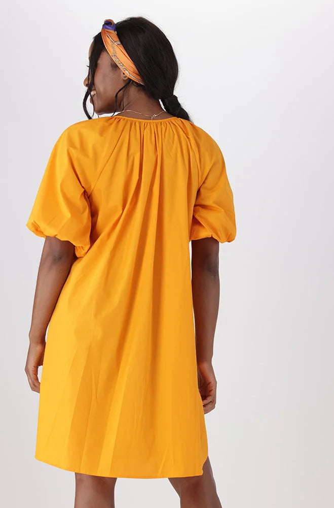 Dunns Clothing | Ladies | KIARA POPLIN PUFF SLEEVE DRESS _ 150513 Orange