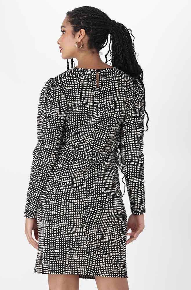 Dunns Clothing | Ladies | Kiara Textured Knit Puff Sleeve Dress _ 150250 Multi