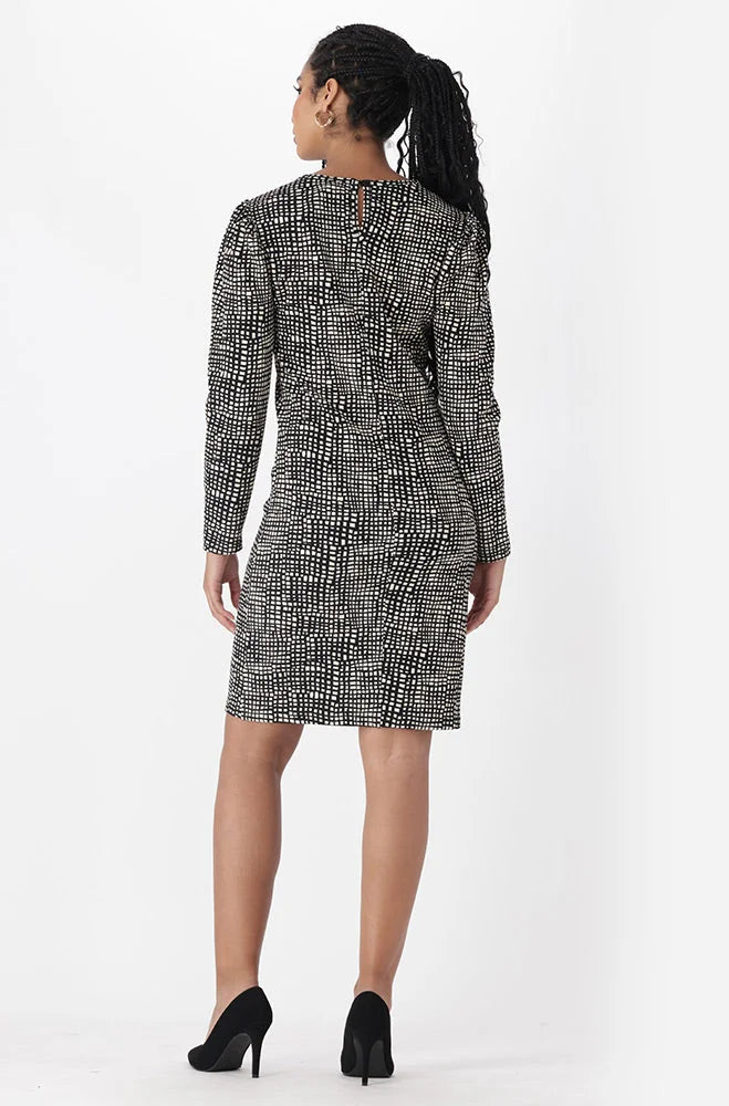 Dunns Clothing | Ladies | Kiara Textured Knit Puff Sleeve Dress _ 150250 Multi
