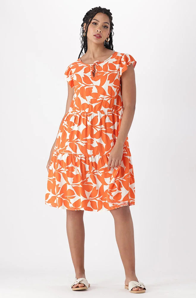 Dunns Clothing Kiara Tiered Dress 151173 Orange R179