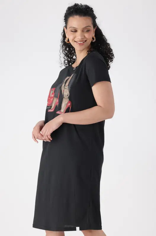 Dunns Clothing | Ladies | Koko T Shirt Dress _ 144197 Black