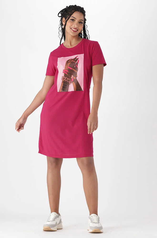 Dunns Clothing KOKO T SHIRT DRESS 150322 Pink R139