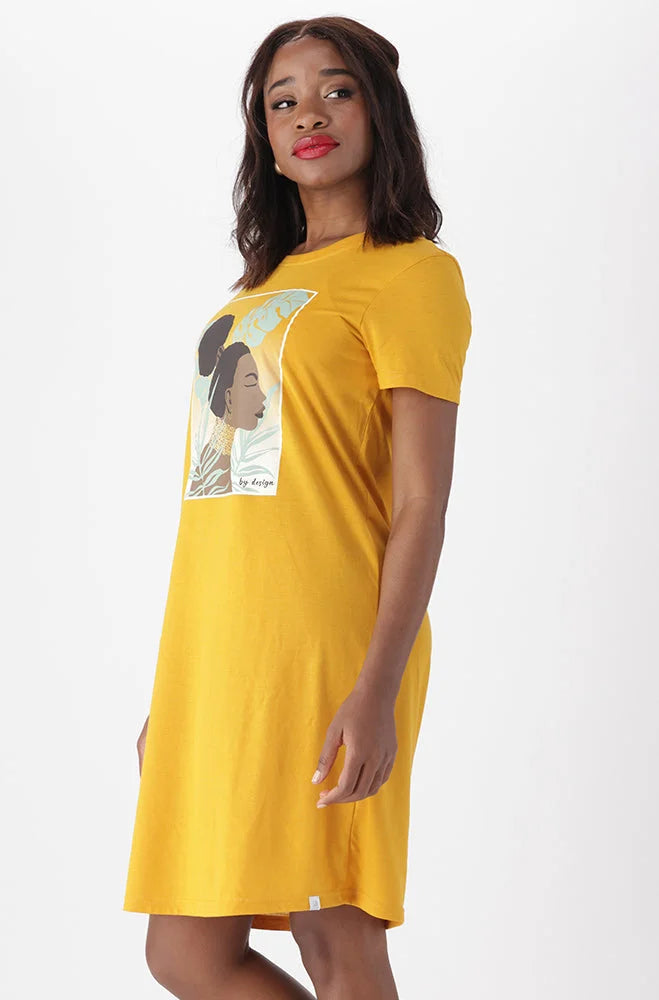 Long yellow t shirt dress sales
