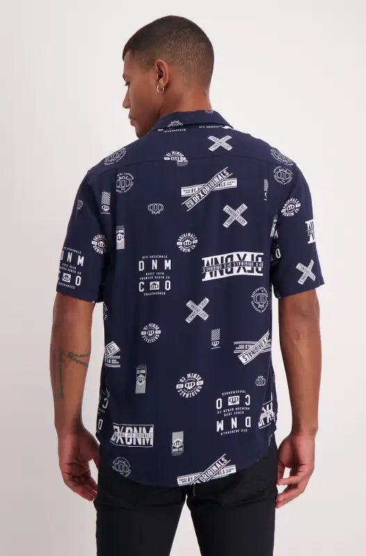 Dunns Clothing | Mens Lateer Viscose Shirt _ 139873 Navy
