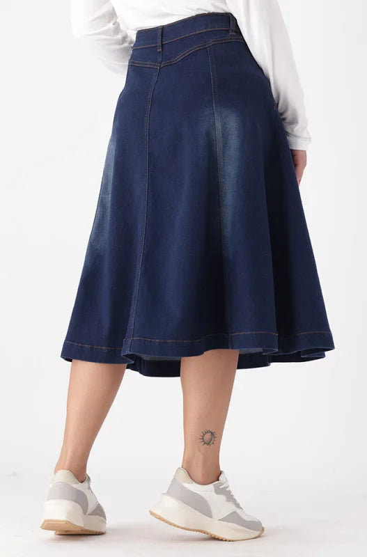 Dunns Clothing | Ladies | Laura Flare Denim Skirt _ 148805 Dark Wash