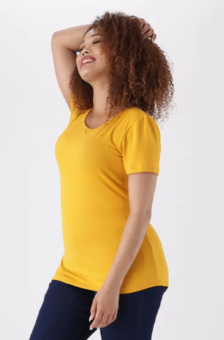 Dunns Clothing | Ladies | Leah Crew Neck Regular Fit Tee _ 141315 Ocre