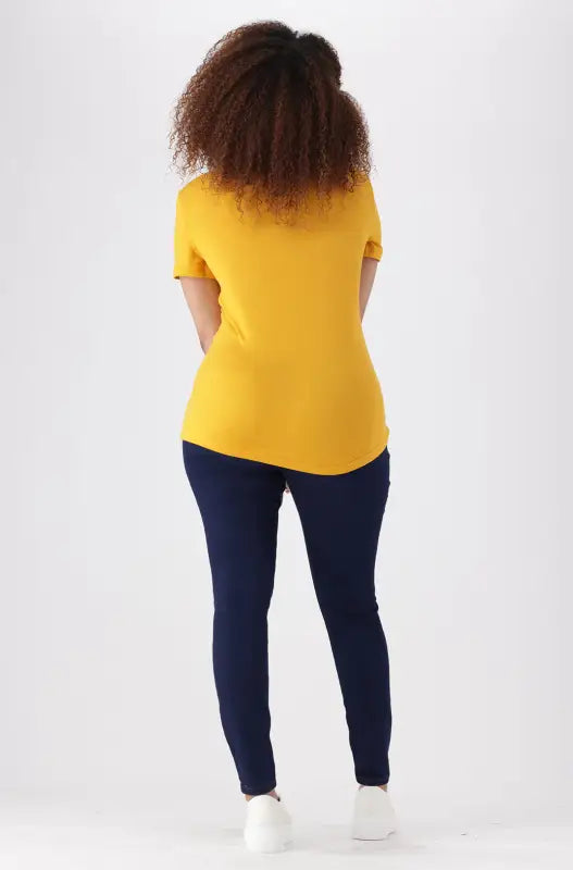 Dunns Clothing | Ladies | Leah Crew Neck Regular Fit Tee _ 141315 Ocre