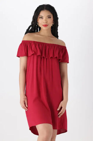 Dunns Clothing | Ladies | Leah Off The Shoulder Dress _ 144734 Red