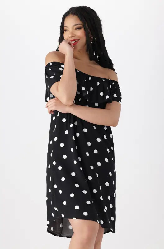 Dunns Clothing | Ladies | Leah Off The Shoulder Dress _ 144735 Black