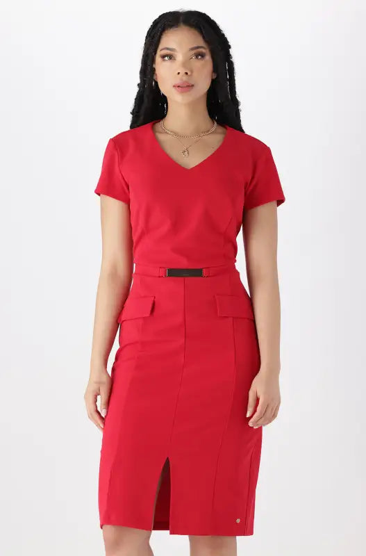 Dunns Clothing | Ladies LEANNE BODYCON DRESS _ 144729 Red