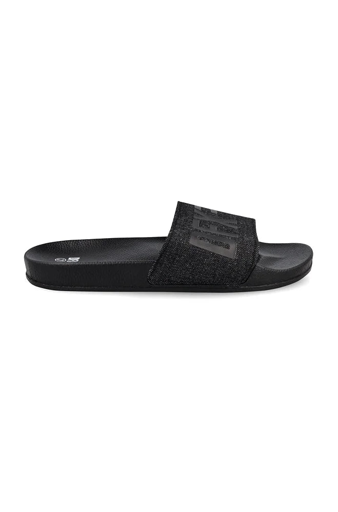 Dunns Clothing | Footwear | Leo Denim Slide _ 150165 Black
