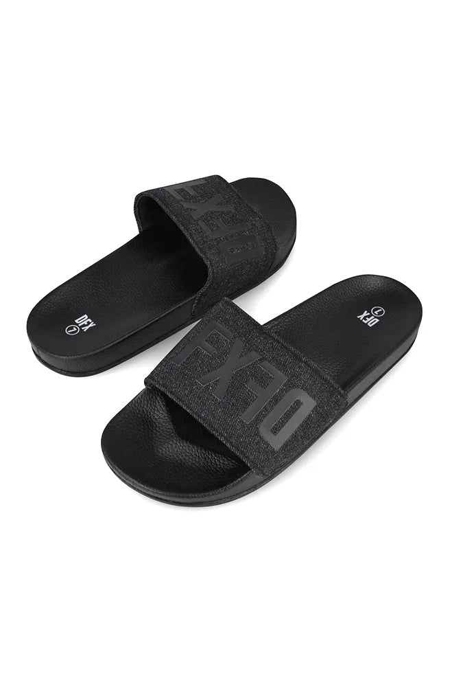 Dunns Clothing | Footwear | Leo Denim Slide _ 150165 Black