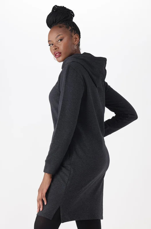 Dunns Clothing | Ladies | Liz Hoodie Fleece Dress _ 146320 Charcoal Mel