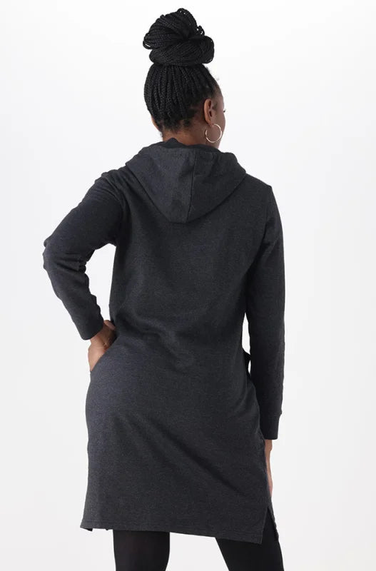 Dunns Clothing | Ladies | Liz Hoodie Fleece Dress _ 146320 Charcoal Mel