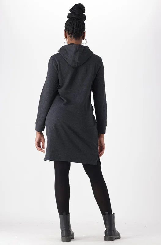 Dunns Clothing | Ladies | Liz Hoodie Fleece Dress _ 146320 Charcoal Mel