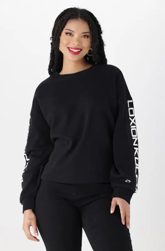 Dunns Clothing | Ladies | Loxion Fleece Crewneck Top _ 141070 Black