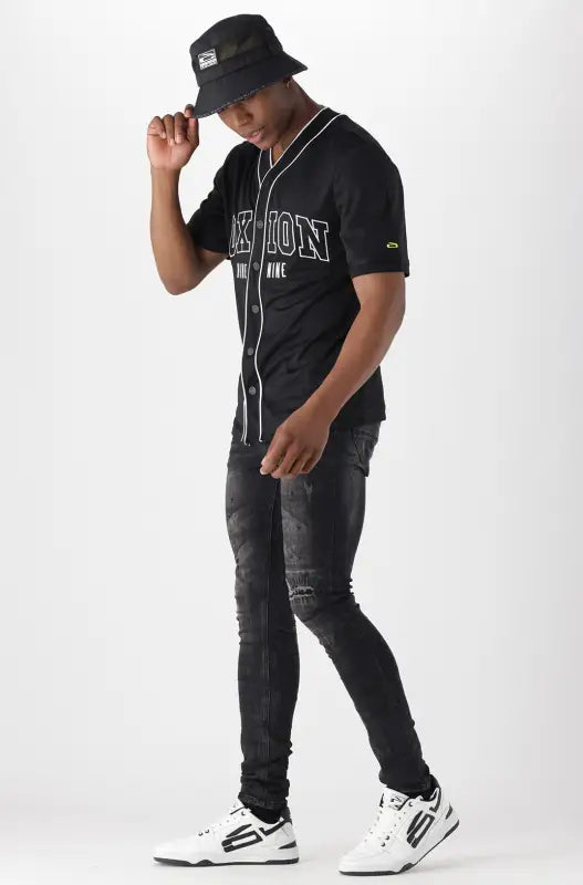 Dunns Clothing | Mens Loxion Kulca Baseball Shirt _ 140968 Black