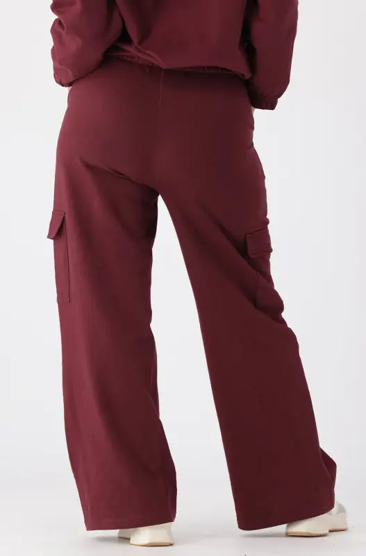 Dunns Clothing | Ladies Lucy Fleece Wide Leg Pants _ 145444 Burgundy