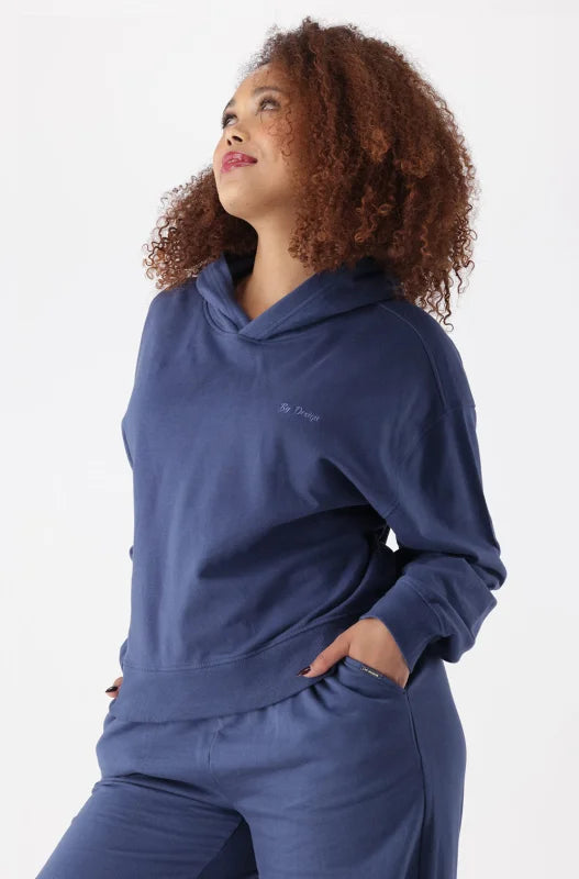 Dunns Clothing | Ladies | Lucy Side Slit Fleece Hoodie Top _ 145459 Blue