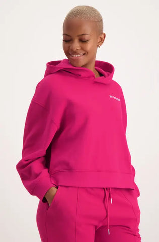 Dunns Clothing | Ladies | Lucy Side Slit Fleece Hoodiey Top _ 136712 Pink
