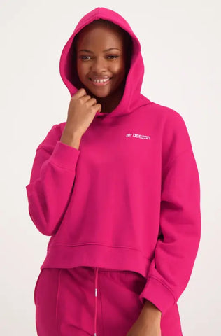 Dunns Clothing | Ladies | Lucy Side Slit Fleece Hoodiey Top _ 136712 Pink