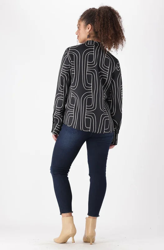 Dunns Clothing | Ladies | Marisa Satin Shirt _ 148595 Black