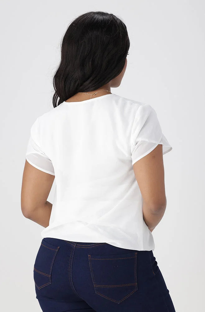 Dunns Clothing | Ladies | Mayre Bubble Hem Top _ 151953 Milk