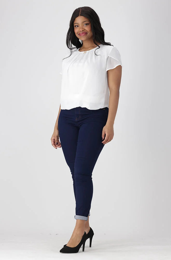 Dunns Clothing | Ladies | Mayre Bubble Hem Top _ 151953 Milk