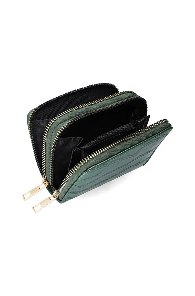 Dunns Clothing | Accessories | Megan Croc Double Zip Purse _ 151480 Green