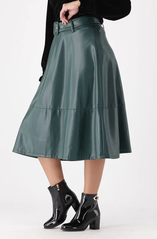 Dunns Clothing | Ladies | Mia Belted Skirt _ 147969 Green