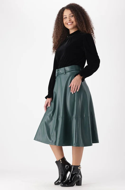 Dunns Clothing | Ladies | Mia Belted Skirt _ 147969 Green
