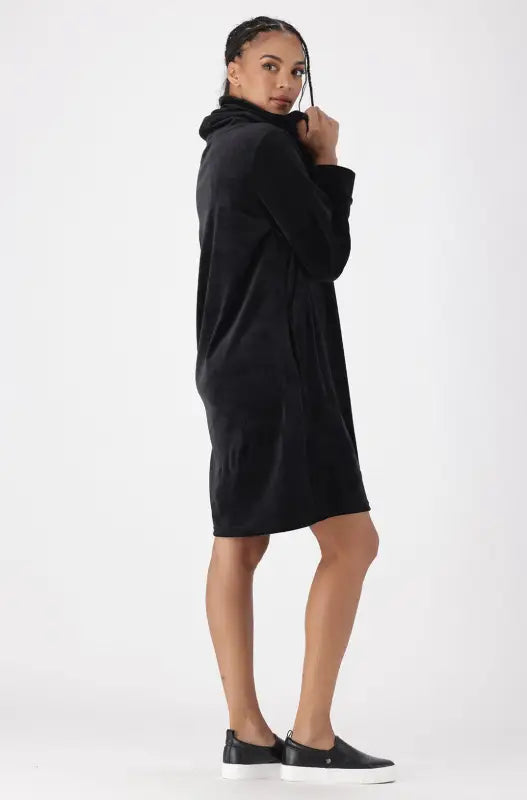 Dunns Clothing | Ladies | MIA VELOUR COWL NECK DRESS _ 146463 Black