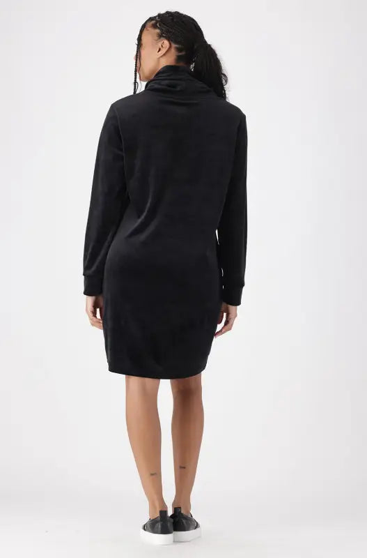 Dunns Clothing | Ladies | MIA VELOUR COWL NECK DRESS _ 146463 Black