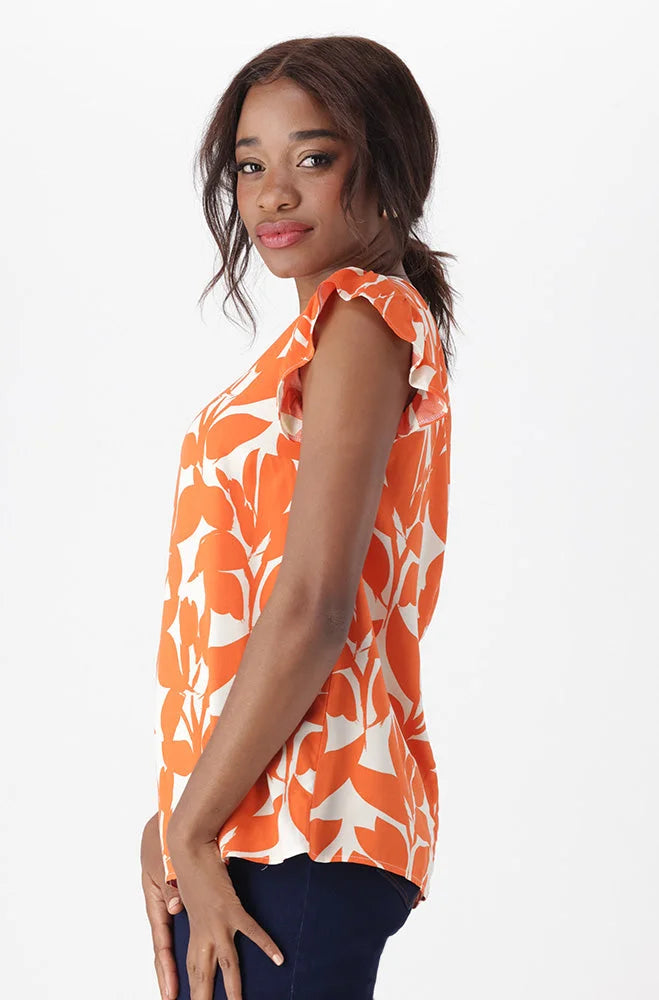 Dunns Clothing | Ladies | Nicki Flutter Sleeve Top _ 151263 Orange
