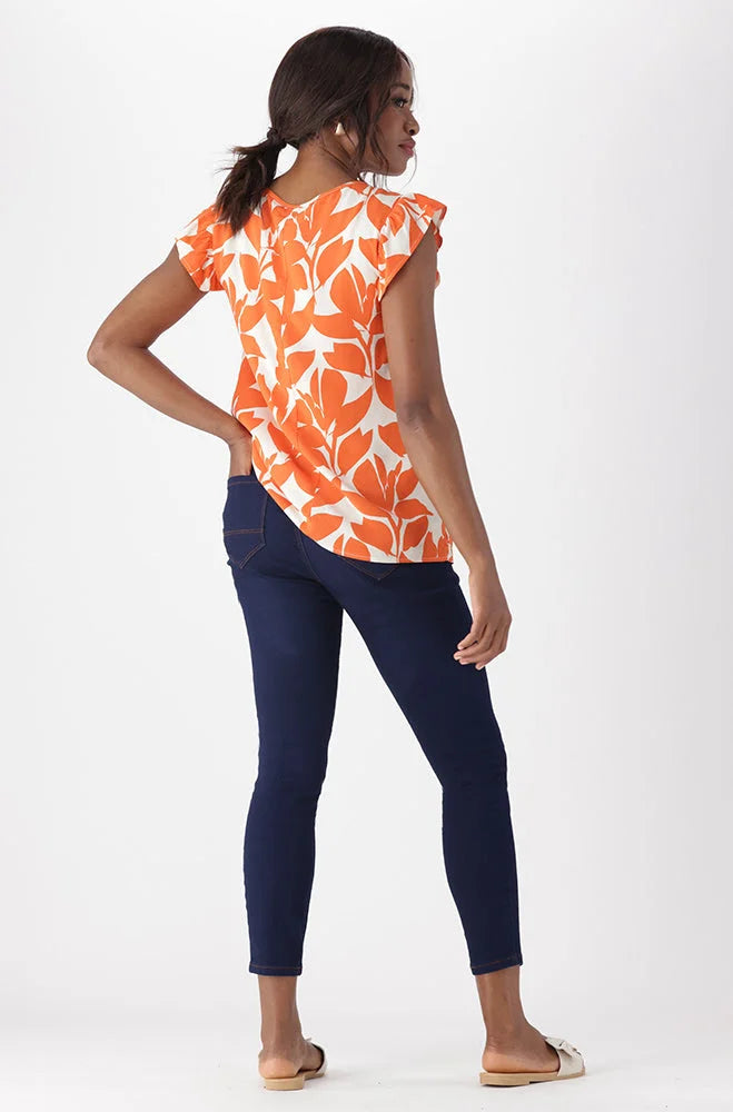 Dunns Clothing | Ladies | Nicki Flutter Sleeve Top _ 151263 Orange