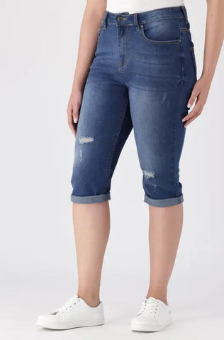 Dunns Clothing | Ladies | Nova Denim Pedal Pusher _ 141269 Mid Wash