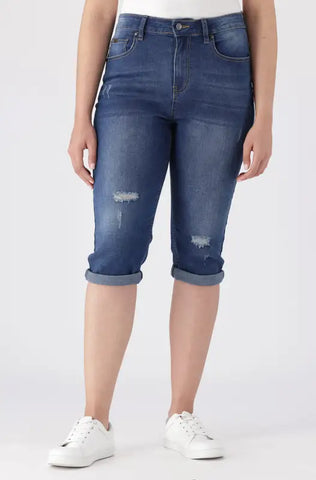 Dunns Clothing | Ladies | Nova Denim Pedal Pusher _ 141269 Mid Wash