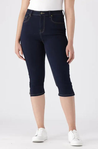 Dunns Clothing | Ladies | Nova Denim Pedal Pusher _ 141278 Dark Wash