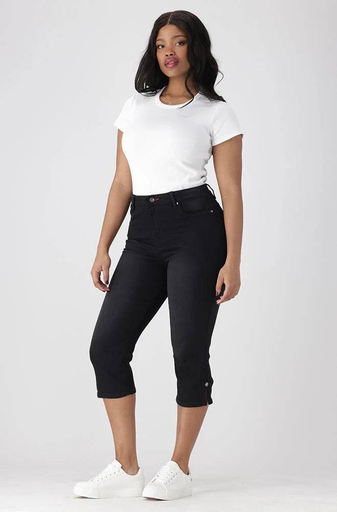 Dunns Clothing | Ladies | Nova Denim Pedal Pusher _ 151312 Black Wash