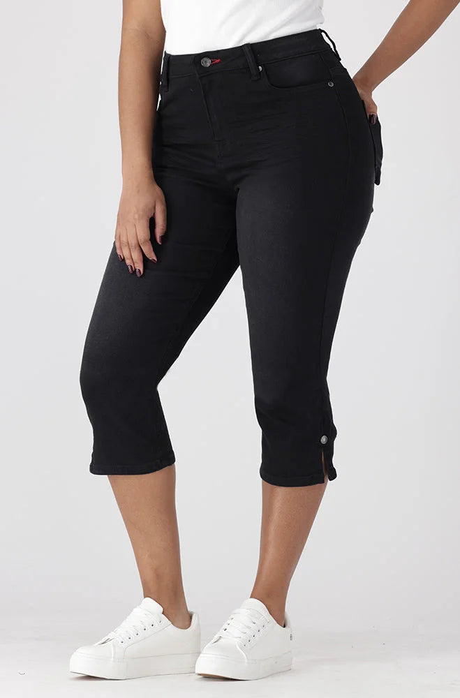Dunns Clothing | Ladies | Nova Denim Pedal Pusher _ 151312 Black Wash